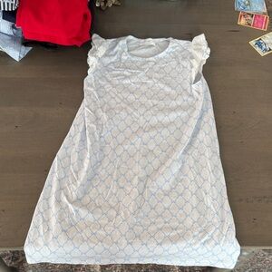 Charming White and Blue Kids Casual Dress